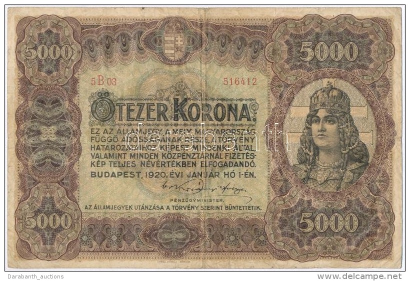 1920. 5000K 'Orell F&uuml;ssli Z&uuml;rich' Piros Sorozat- &eacute;s Sorsz&aacute;m T:III-
Hungary 1920. 5000... - Unclassified