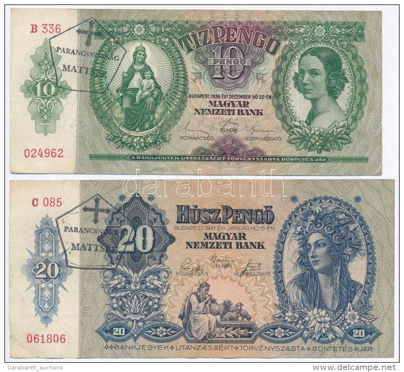 1930. 100P + 1932. 50P + 1936. 10P + 1941. 20P Mindegyik Hamis Nyilaskeresztes 'Parancsnoks&aacute;g Mattsee'... - Non Classificati