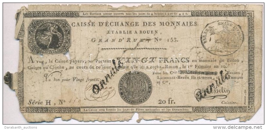 Franciaorsz&aacute;g / Rouen 1797-1803. 20Fr 'annul&eacute; (&eacute;rv&eacute;nytelen)'... - Non Classés