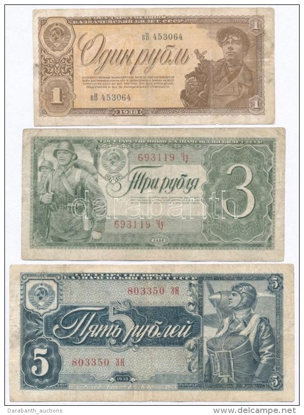 Szovjetuni&oacute; 1938. 1R + 3R + 5R T:III,III-
Soviet Union 1938. 1 Ruble + 3 Rubles + 5 Rubles C:F,VG
Krause... - Zonder Classificatie