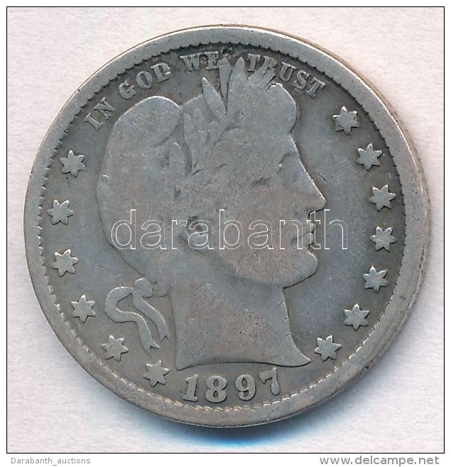 Amerikai Egyes&uuml;lt &Aacute;llamok 1897. 25c Ag 'Barber Quarter' T:3
USA 1897. 25 Cents 'Barber Quarter'... - Sin Clasificación