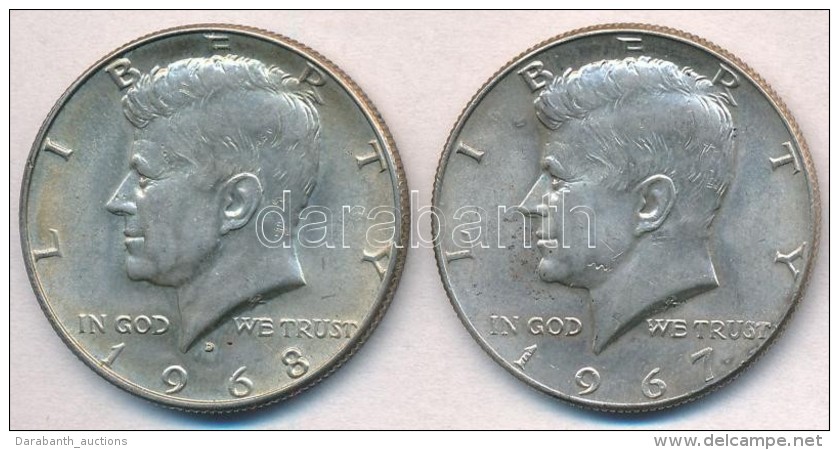 Amerikai Egyes&uuml;lt &Aacute;llamok 1967-1968. 1/2$ Ag 'Kennedy' (2x) T:2 Kis Patina 
USA 1967-1968. 1/2 Dollar... - Non Classés