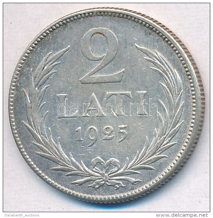 Lettorsz&aacute;g 1925. 2L Ag T:2 Patina 
Latvia 1925. 2 Lati Ag C:XF Patina 
Krause KM#8 - Sin Clasificación