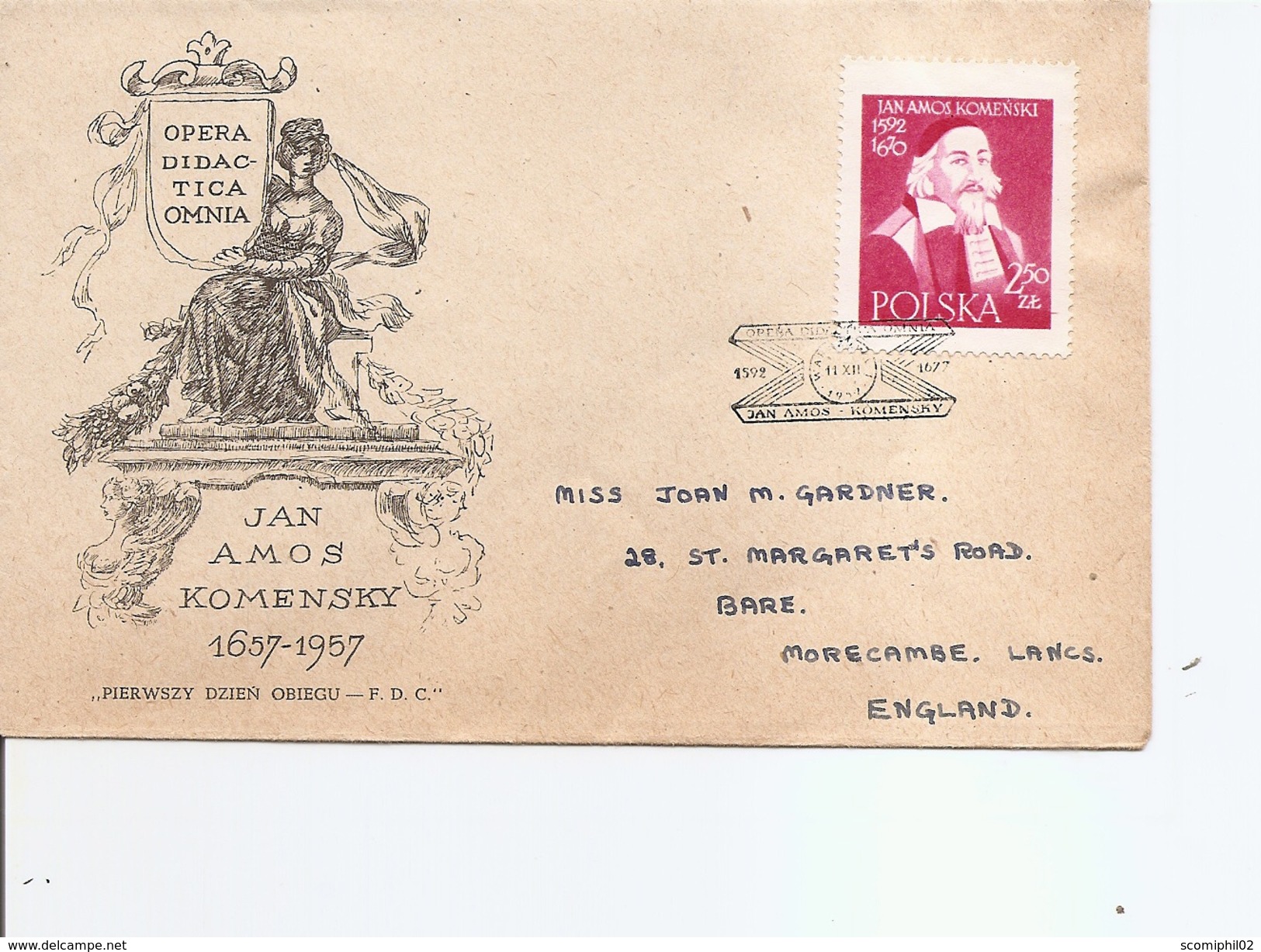 Célébrités -Philosophes -Coménius ( FDC De Pologne De 1957 à Voir) - Sonstige & Ohne Zuordnung