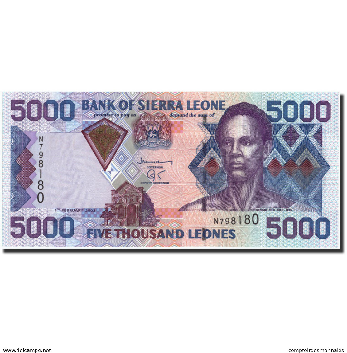 Billet, Sierra Leone, 5000 Leones, 2002, 2002-02-01, KM:27A, NEUF - Sierra Leona