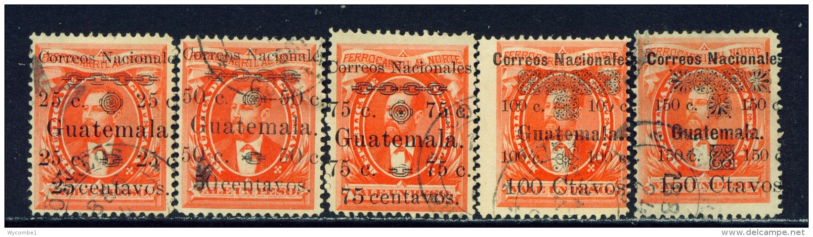 GUATEMALA  -  1886  Surcharged Railway Stamps  Set  Used As Scan - Guatemala