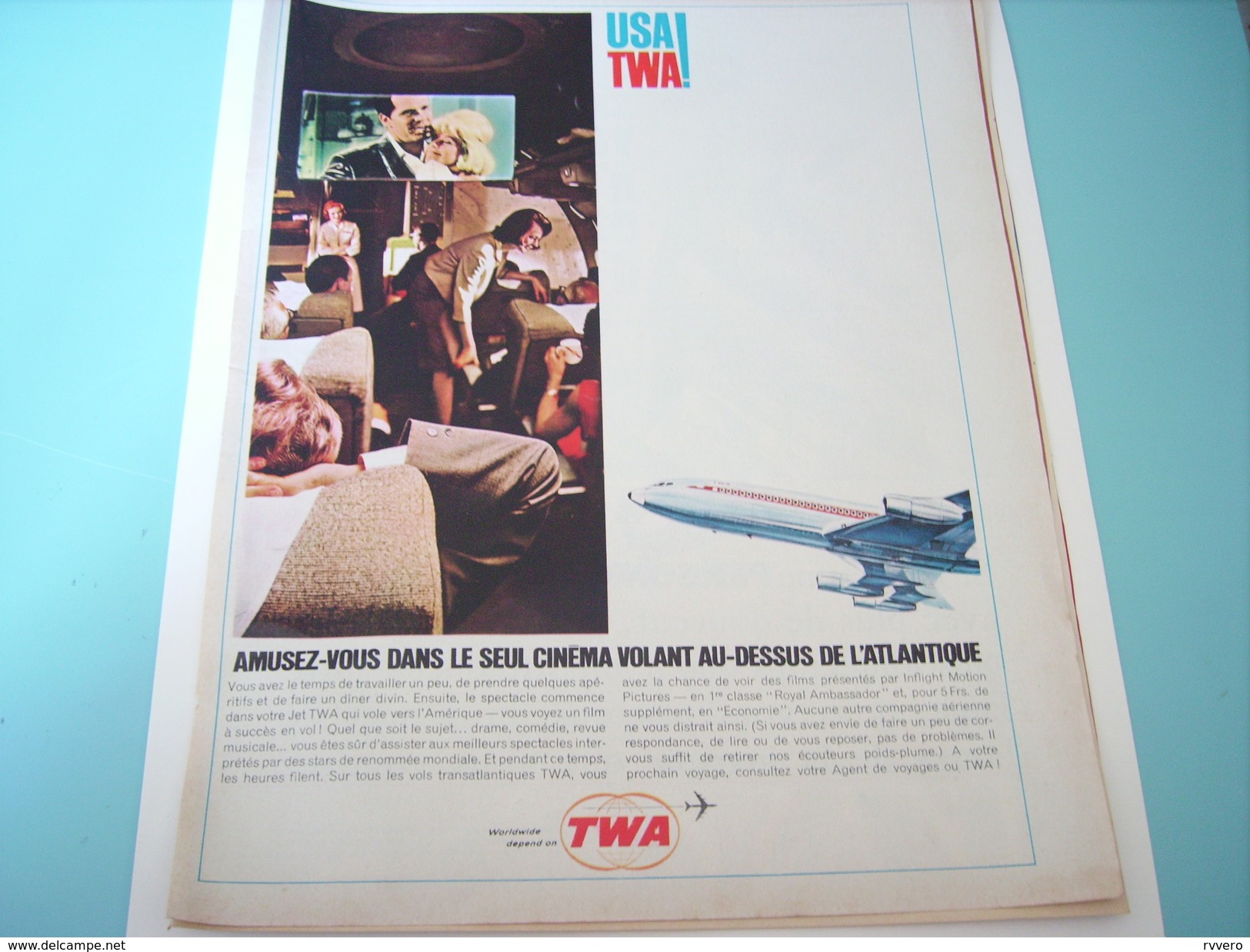 ANCIENNE PUBLICITE VOLS USA TWA 1965 - Pubblicità