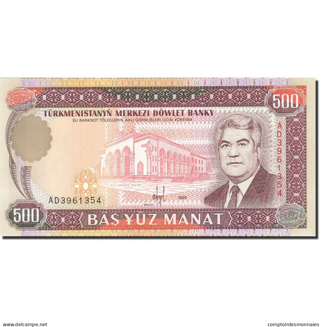 Billet, Turkmanistan, 500 Manat, 1995-1998, 1995, KM:7b, NEUF - Turkmenistan