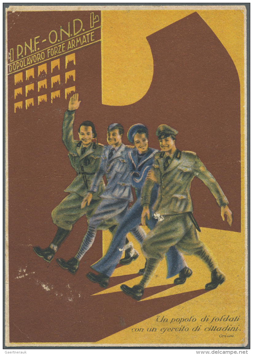 Italien: 1937 - 1942 (ca.), Sammlung Von 33 Gelaufenen Propagandakarten Mit Unterschiedlichen Darstellungen, Wie Kriegs- - Sammlungen