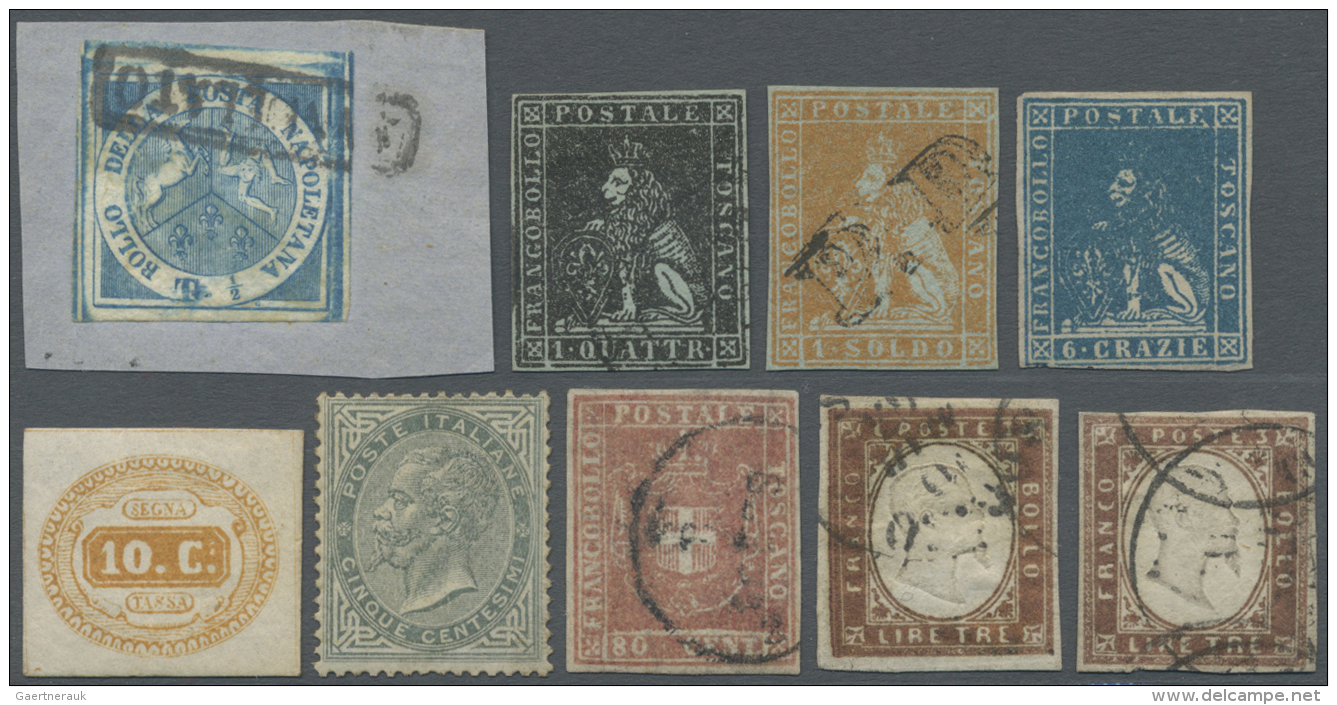 Italien: 1851/1945, Italian Area, Miscellaneous Lot On Stockcards, Varied Condition And Some Valuated Cautiously, E.g. S - Verzamelingen