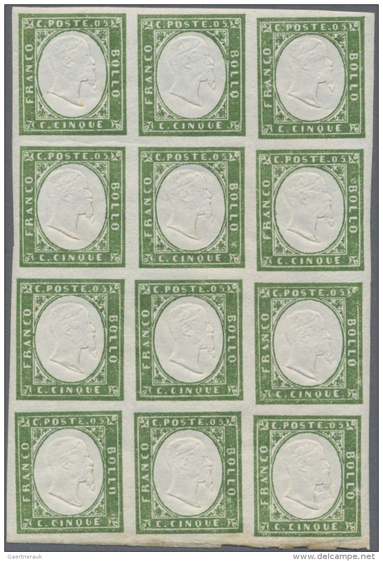 Italien - Altitalienische Staaten: Neapel: 1861, Province Napoli Over 500 Stamps 5c. Green And 10c. Ochre In Blocks, No - Neapel