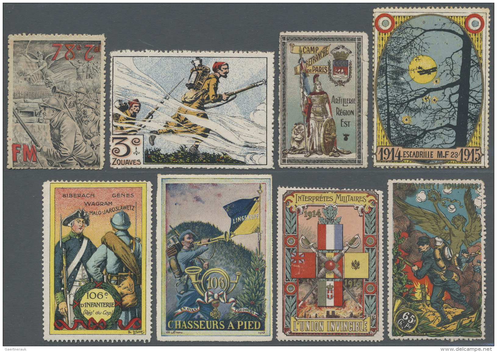 Frankreich - Besonderheiten: 1914/1918, MILITARY VIGNETTES WW I, Beautiful Collection With More Than 500 Stamps On Album - Sonstige & Ohne Zuordnung