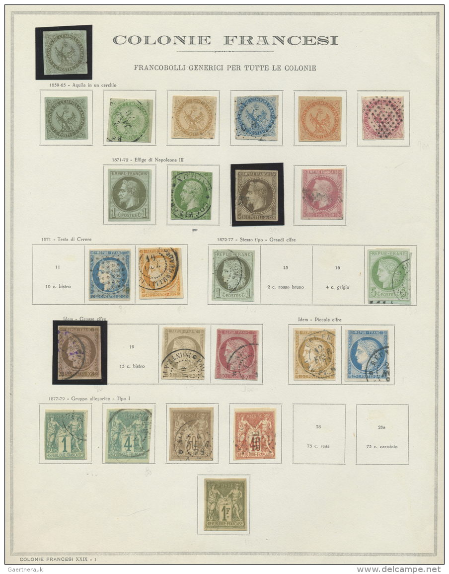 Franz&ouml;sische Kolonien - Allgemeine Ausgabe: 1850/1944, Used And Mint Collection On Album Pages Incl. Postage Dues, - Sonstige & Ohne Zuordnung