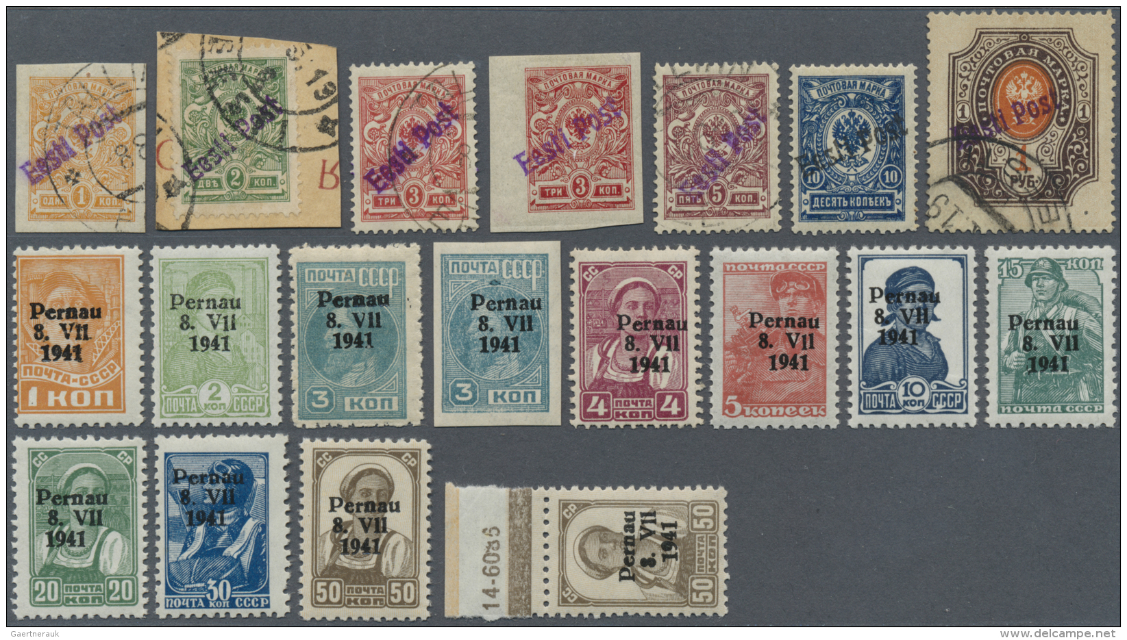 Estland - Lokalausgaben: Tallinn (Reval): 1919/1941, Mint And Used Assortment Of Seven Values Locals And Twelve Stamps G - Estland