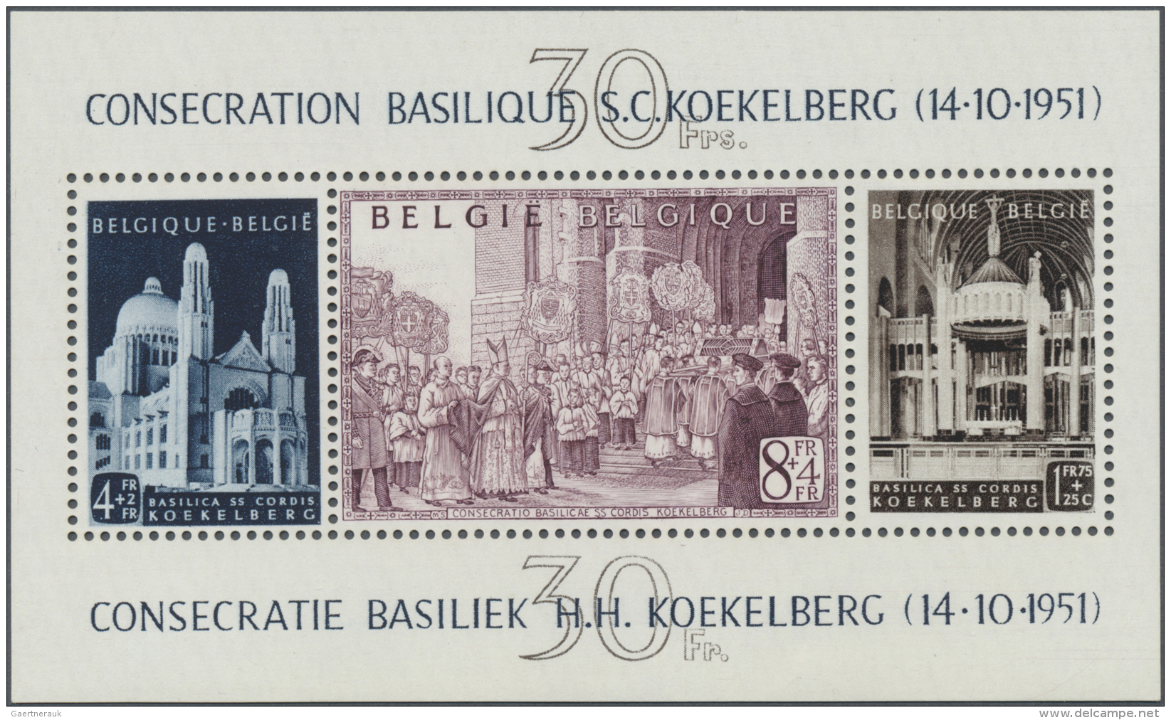 Belgien: 1930/1952 (ca.), Dubletten Der BLOCKAUSGABEN Im Gro&szlig;en Album Mit Etlichen Besseren Ausgaben U.a. Bl. 1 Mg - Sammlungen