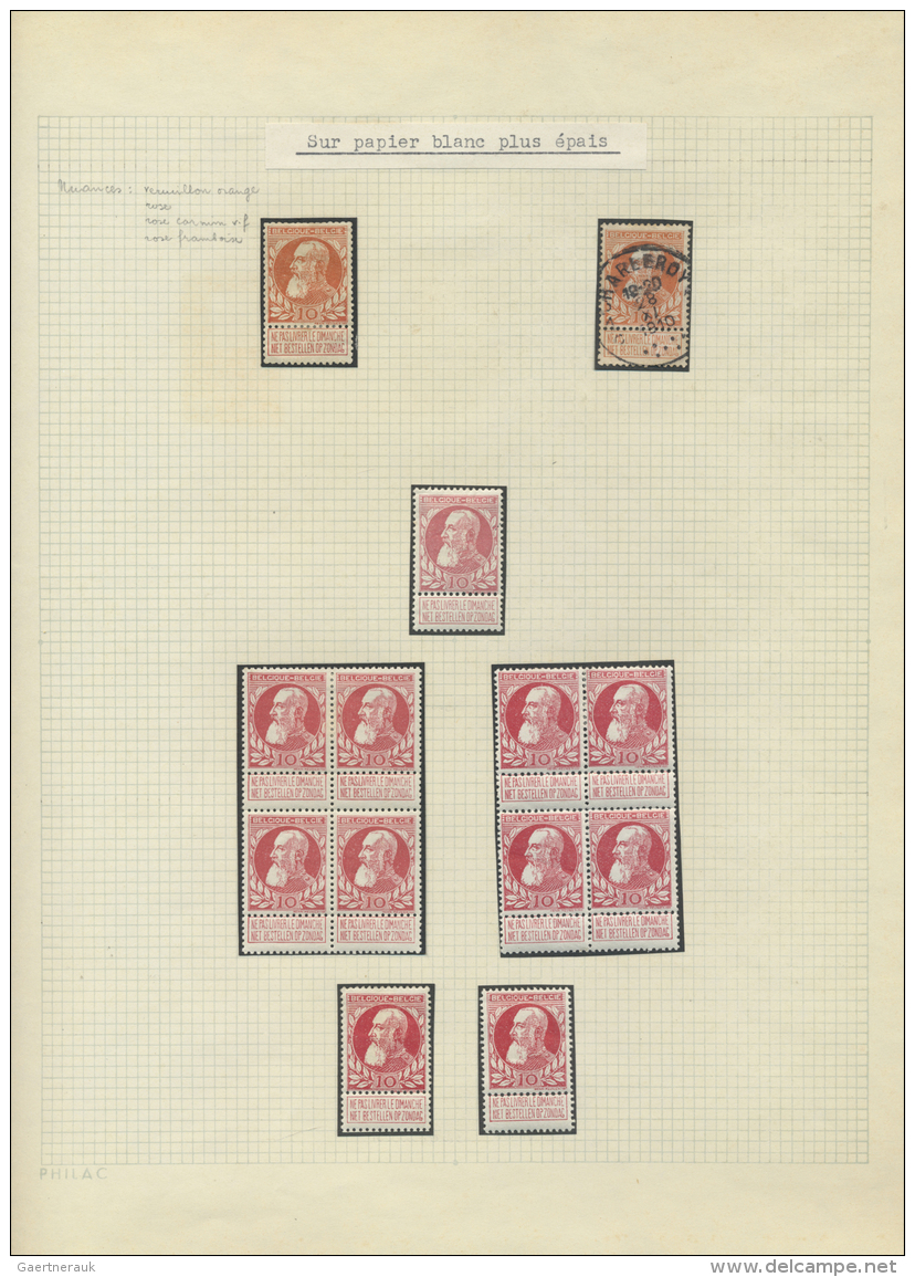 Belgien: 1905 - 1907 (ca.), Spezialisierte Sammlung Der Ausgaben 75 Jahre Unabh&auml;ngigkeit, Gesammelt Nach Z&auml;hnu - Sammlungen