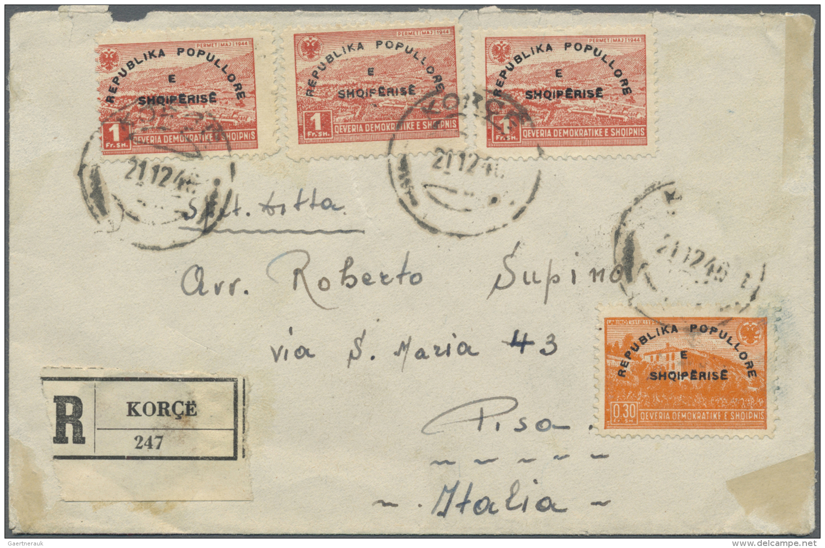 Albanien: 1945/1946, Lot Of Three Covers With Overprint Stamsp (one Unaddressed Cover And Two Registered Covers), Some P - Albanien