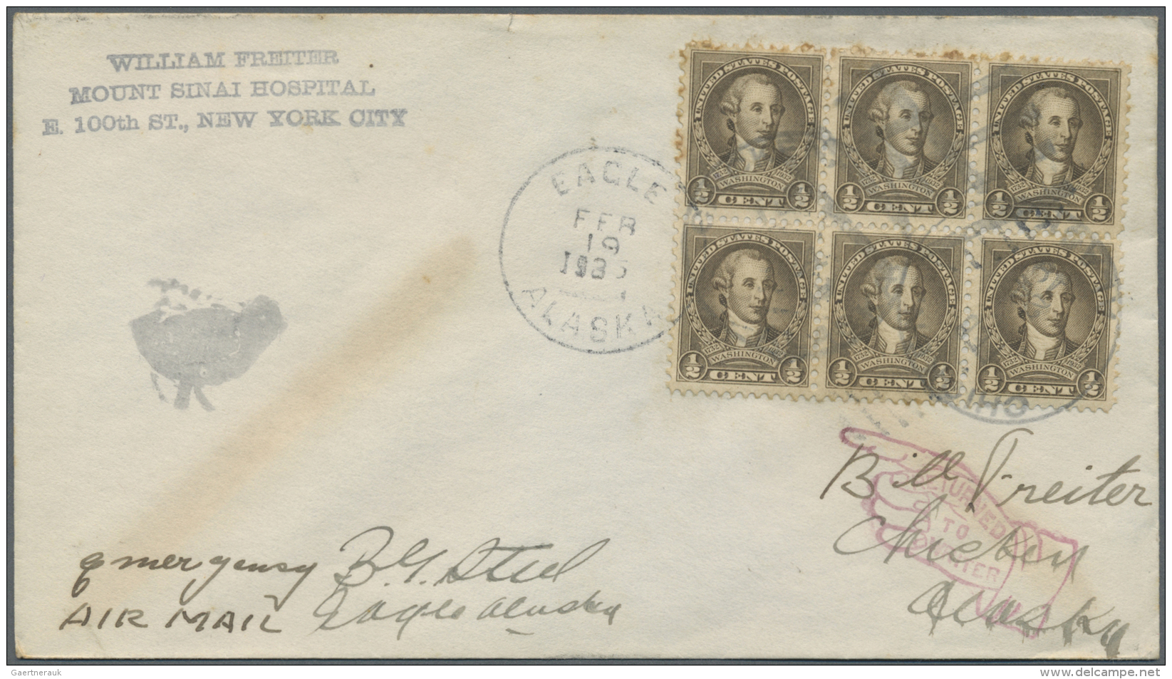 Vereinigte Staaten Von Amerika: 1935, 65 Covers With Cancellations Of Small Towns In Alaska, Few Gum Toned, Air Mails An - Briefe U. Dokumente