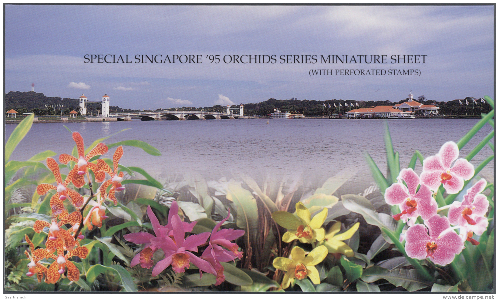 Singapur: 1995, Stamp Exhibition SINGAPORE '95 ("Orchids"), Special Souvenir Sheet With Orange Sheet Margin And Golden O - Singapour (...-1959)