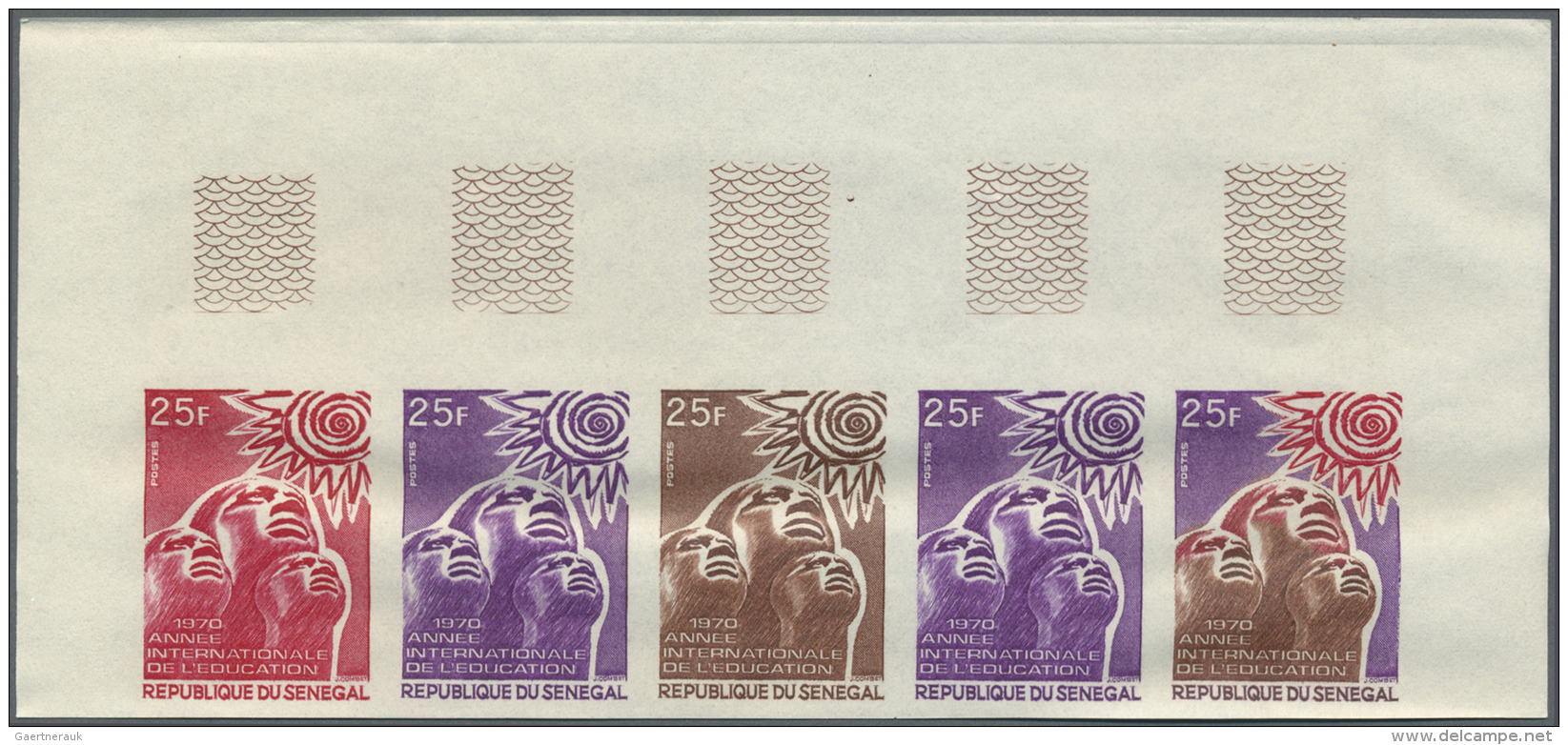 Senegal: 1967/1973, Group Of Five Epreuve D'artiste (signed Each) Plus Ten Imperforate Colour Proofs. - Senegal (1960-...)