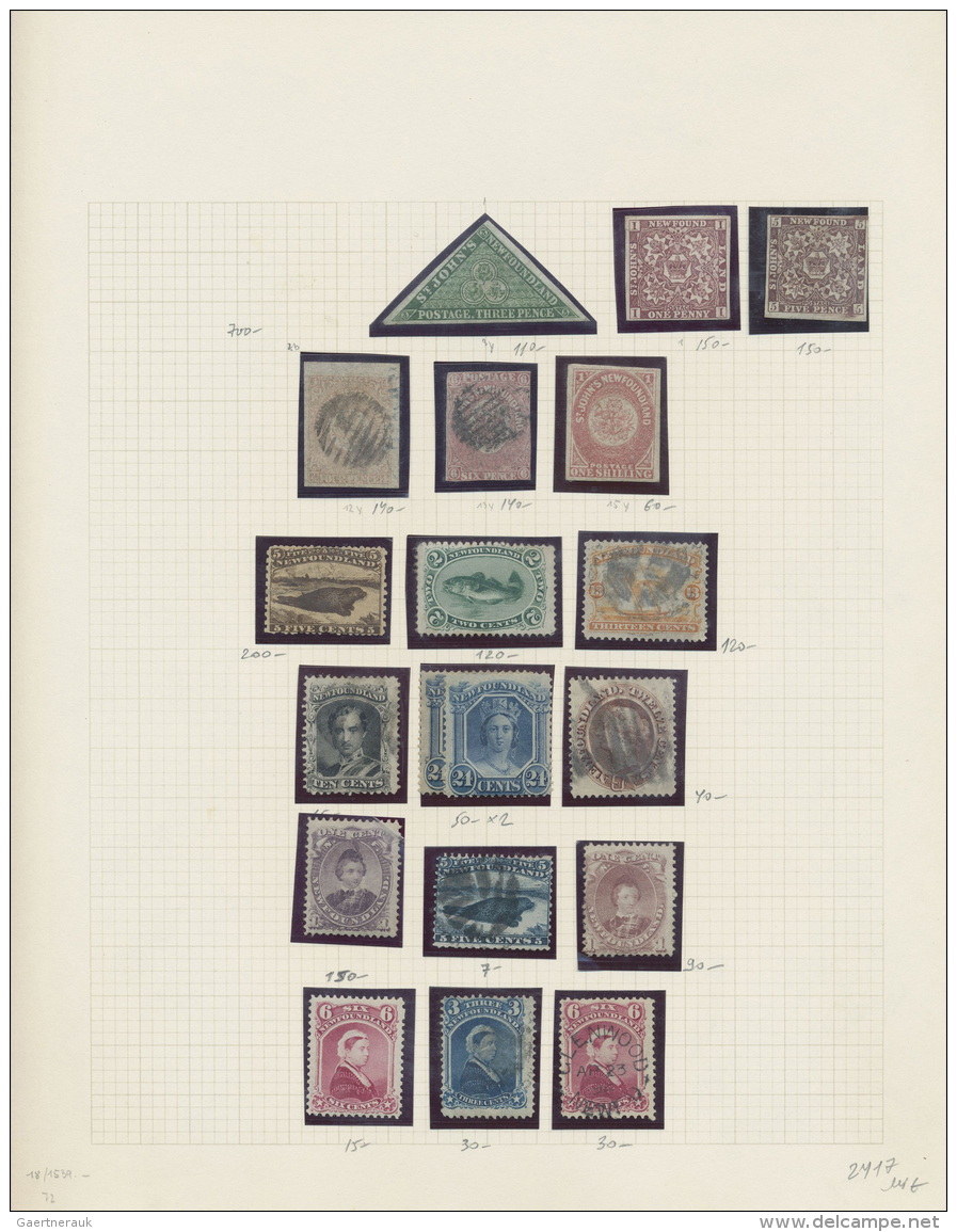 Neufundland: 1860/1940 (ca.), Mint And Used Collection Of Apprx. 160 Stamps On Album Pages, Slightly Varied But Overall - Sonstige & Ohne Zuordnung