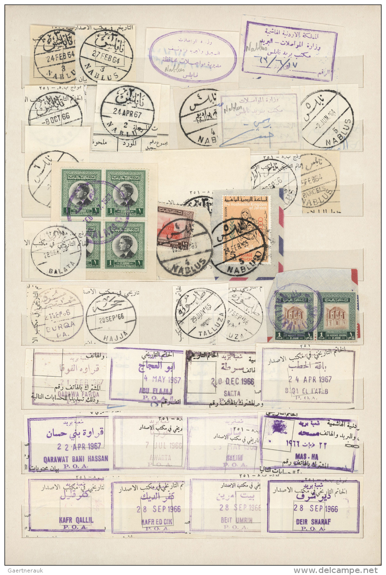 Jordanische Besetzung Pal&auml;stina: 1950/1967, West Bank Of Jordan, Extensive Collection Of Postmarks, Cachets Of Post - Jordanien