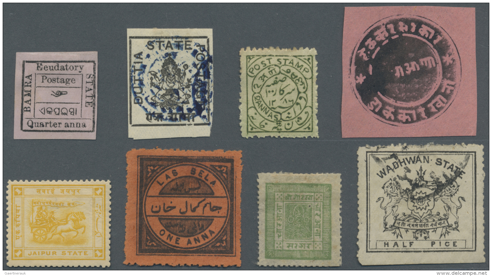 Indien - Feudalstaaten: 1860's-1940's: Collection Of About 250 Stamps From Various Feudatory States (Alwar-Wadhwan) Incl - Autres & Non Classés