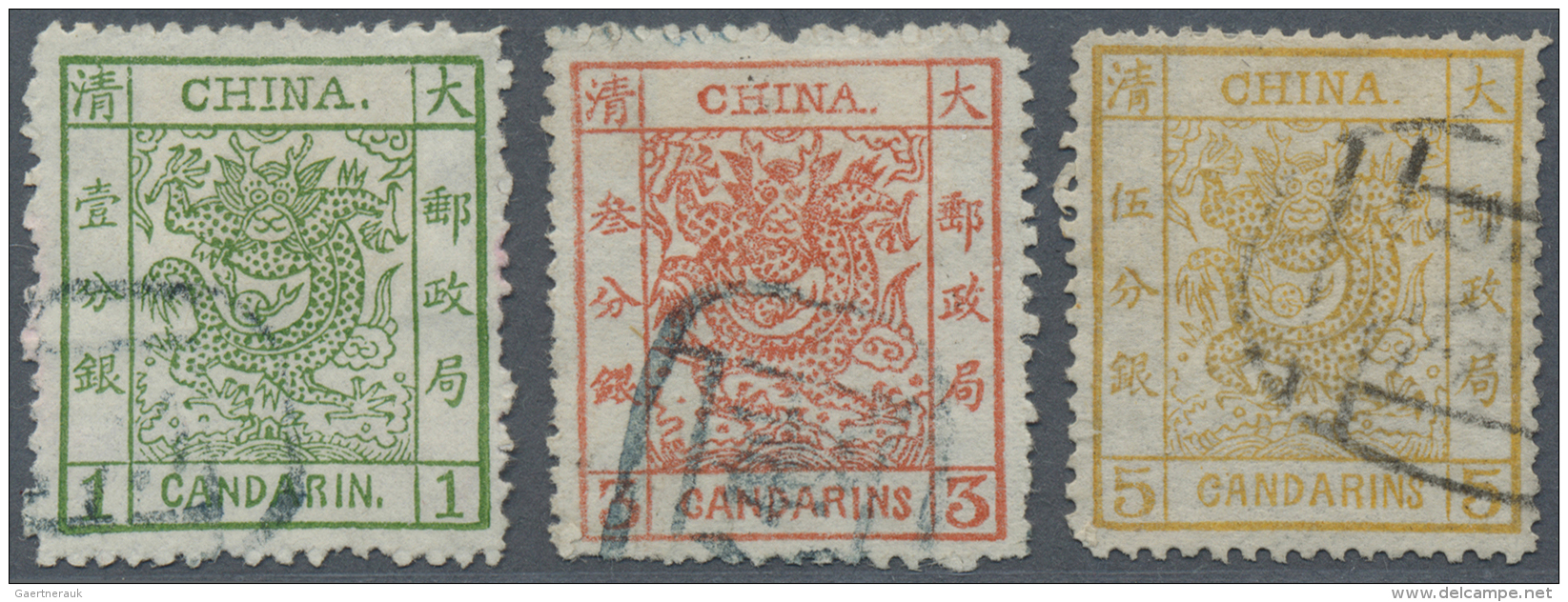 China: 1860/1900, Stockcard With Classical And Semi-classical Stamps, Also With The 3 Big Dragons From China, Please Ins - Other & Unclassified