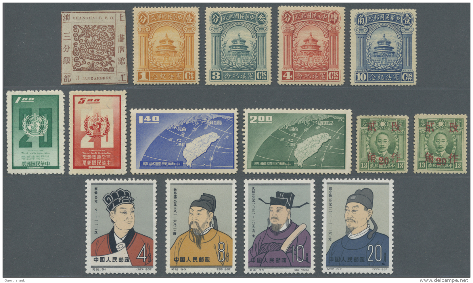 China: 1860s/1963 (ca.), Unused No Gum As Issued Resp. MNH Of Shanghai Local Post, Republic, Taiwan And PRC, Additional - Andere & Zonder Classificatie