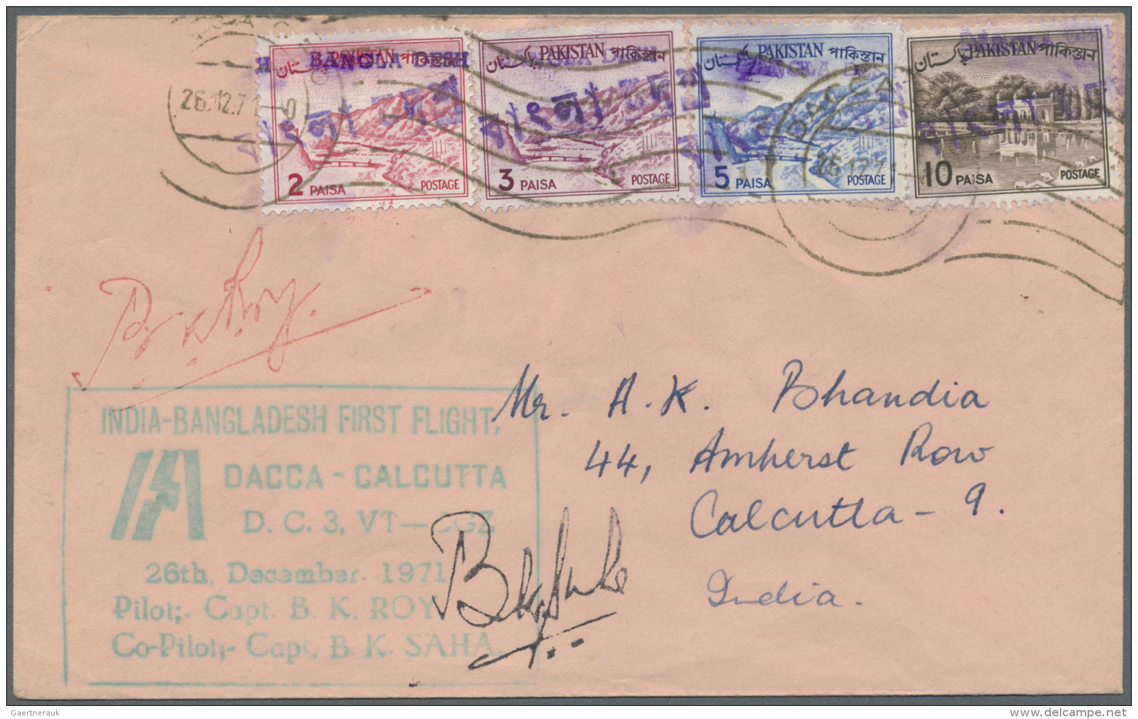 Bangladesch: 1971 Dacca-Calcutta-Dacca First Flight: Six Covers Carried On Dec. 26th, 1971 By First Flights Calcutta-Dac - Bangladesh