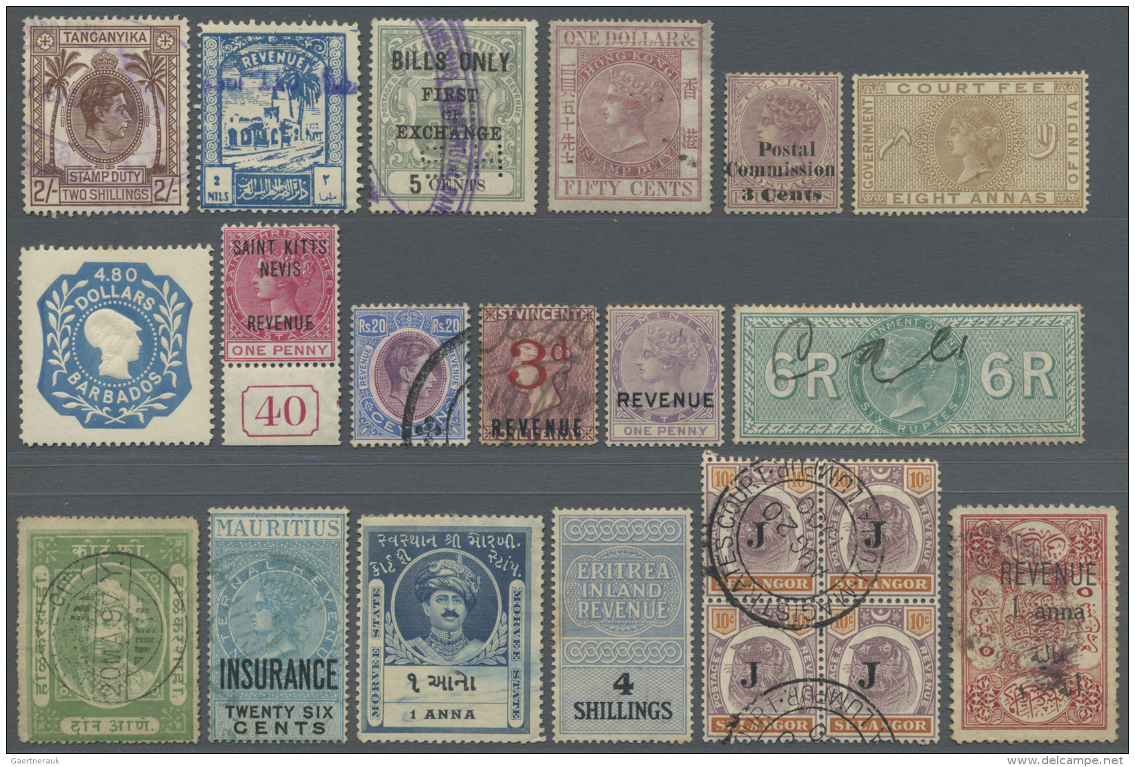 Britische Kolonien: 1860/1950 Ca., REVENUES, Comprehensive Collection With Hundreds Of Revenue Stamps On Album Pages, St - Autres & Non Classés