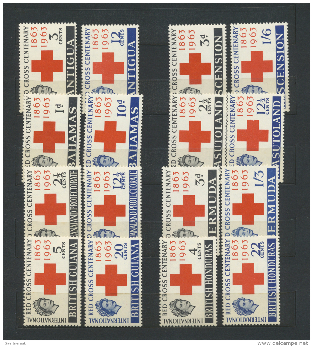 Britische Kolonien: 1937/1963, Mint Assortment Of Omibus Issues With 1937 Coronation (137 Stamps), 1963 Red Cross (74 St - Other & Unclassified