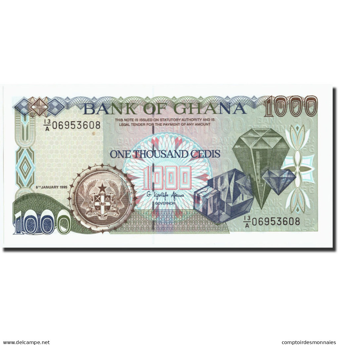 Billet, Ghana, 1000 Cedis, 1995, 1995-01-06, KM:29b, SPL+ - Ghana