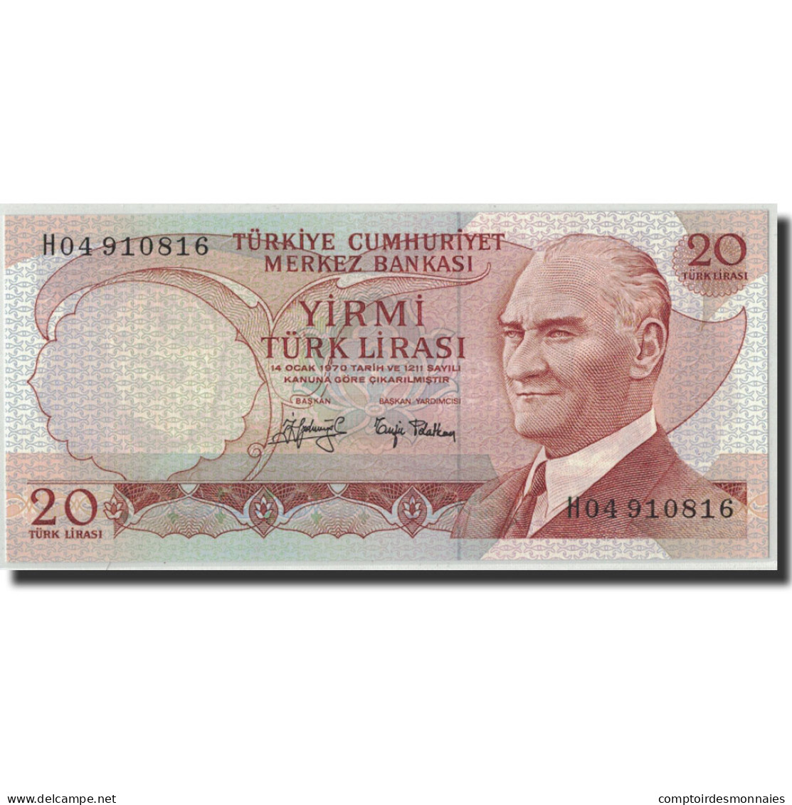 Billet, Turquie, 20 Lira, Undated (1974), 1970-01-14, KM:187a, NEUF - Turkey