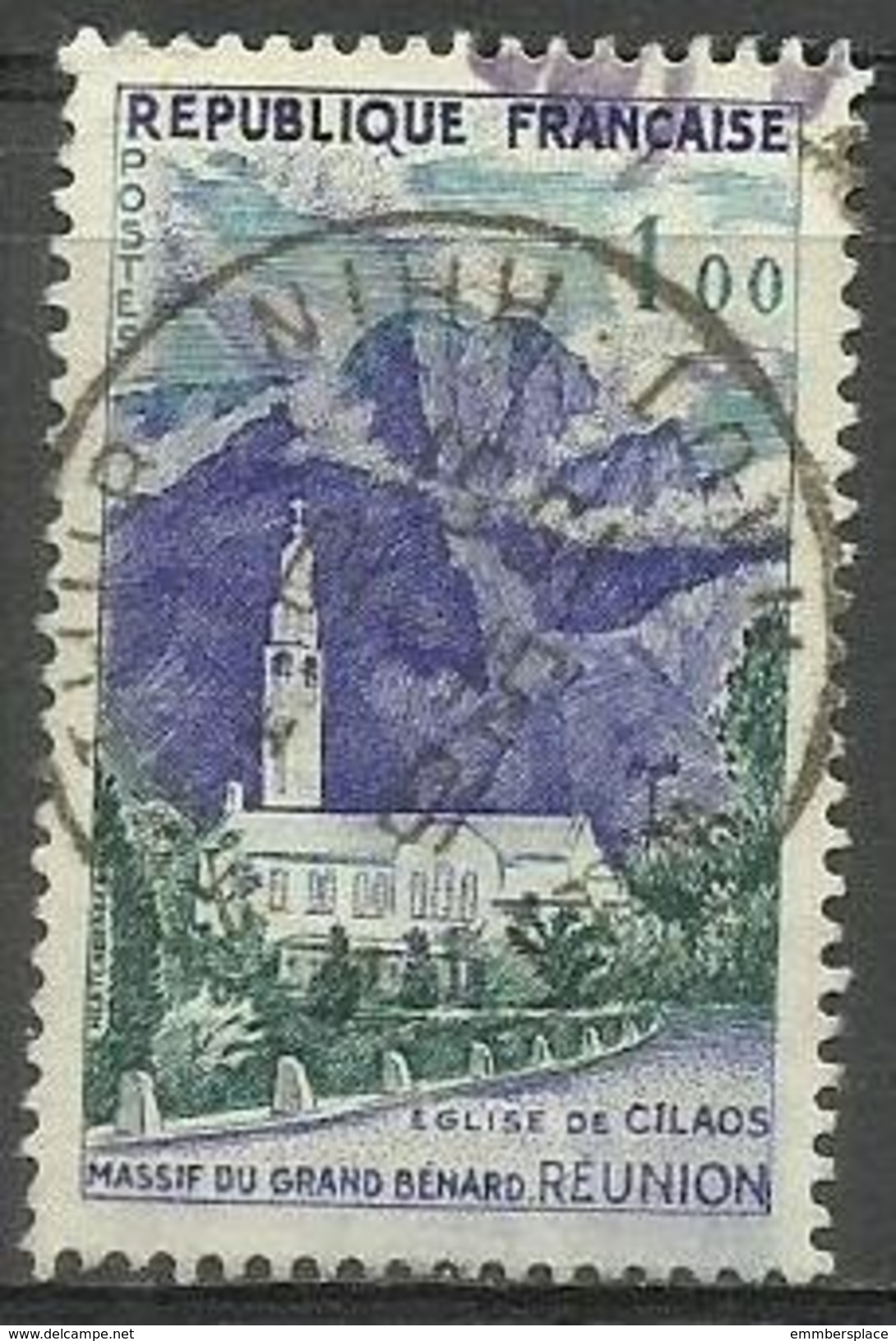 France - 1960 Cilaos Church 1f Used   Sc 949 - Used Stamps