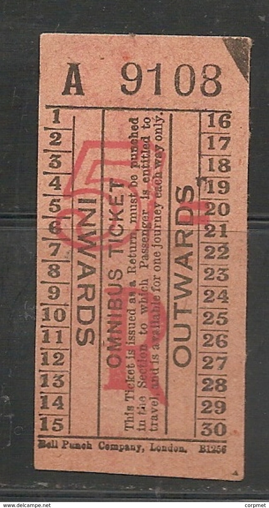 OMNIBUS TICKET - Bell Punch Company - London - UNUSED - Wereld