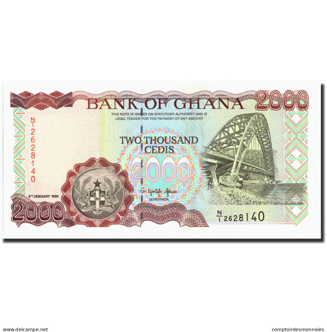 Billet, Ghana, 2000 Cedis, 1995, 1995-01-06, KM:30b, NEUF - Ghana