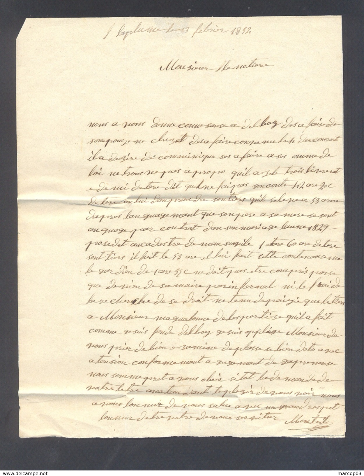 LOT ET GARONNE 47 AGEN LAC TAD 15 Du 13/02/1853 Taxe 25 DT  Boite Rurale F  = Laplume TB - 1849-1876: Période Classique