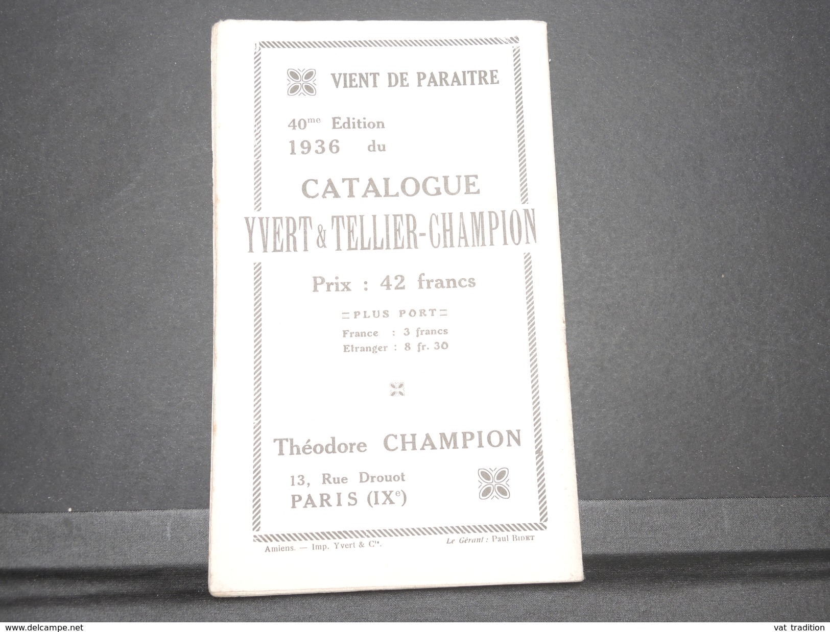 FRANCE - Bulletin Mensuel De La Maison Champion En 1935 - L 7984 - Cataloghi Di Case D'aste