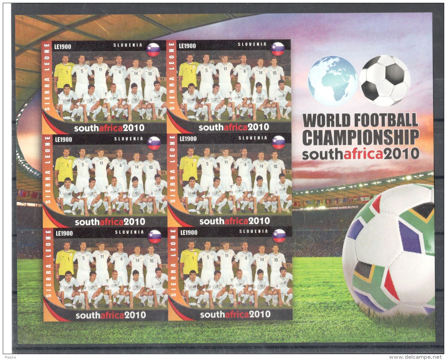 WW199!!!IMPERFORATE SIERRA LEONE WORLD FOOTBALL CUP 2010 SLOVENIA 1KB MNH - 2010 – Südafrika