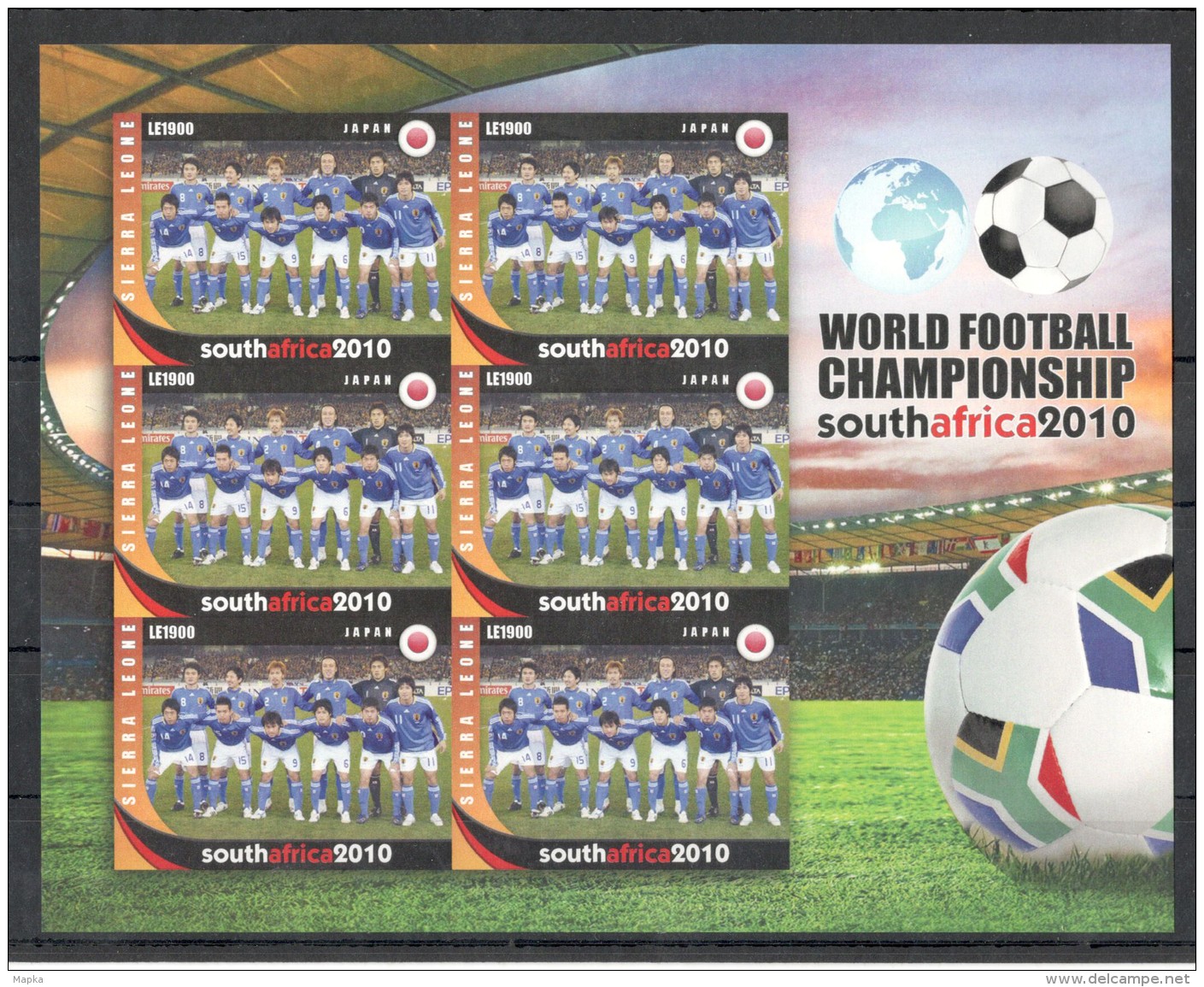 WW214 !!!IMPERFORATE SIERRA LEONE WORLD FOOTBALL CUP 2010 JAPAN 1KB MNH - 2010 – Südafrika