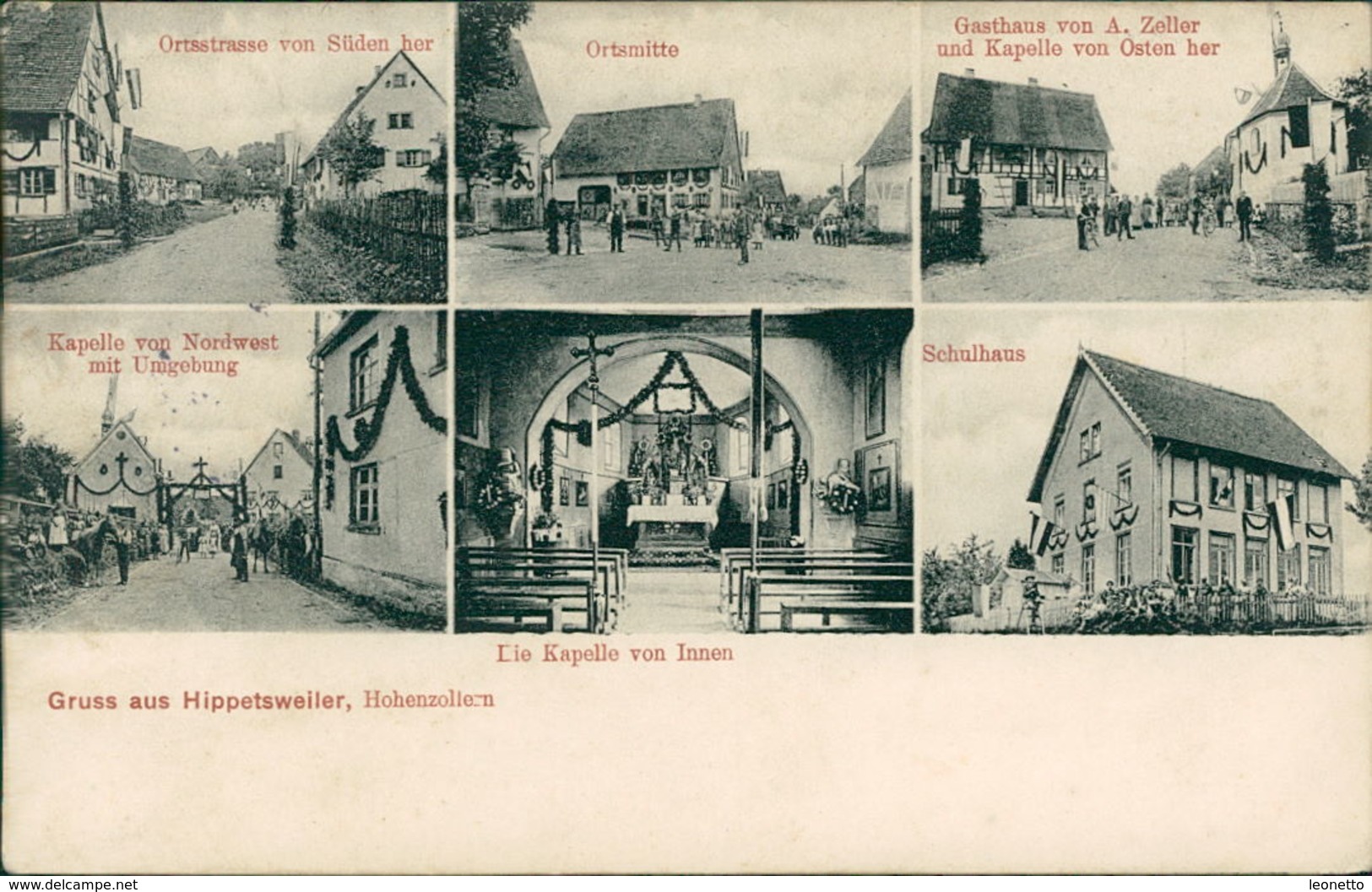 AK Wald Hippetsweiler Hohenzollern, Ortsstrasse, Ortsmitte, Gasthaus Zeller, Schulhaus, O 1913, Selten! (20370) - Andere & Zonder Classificatie