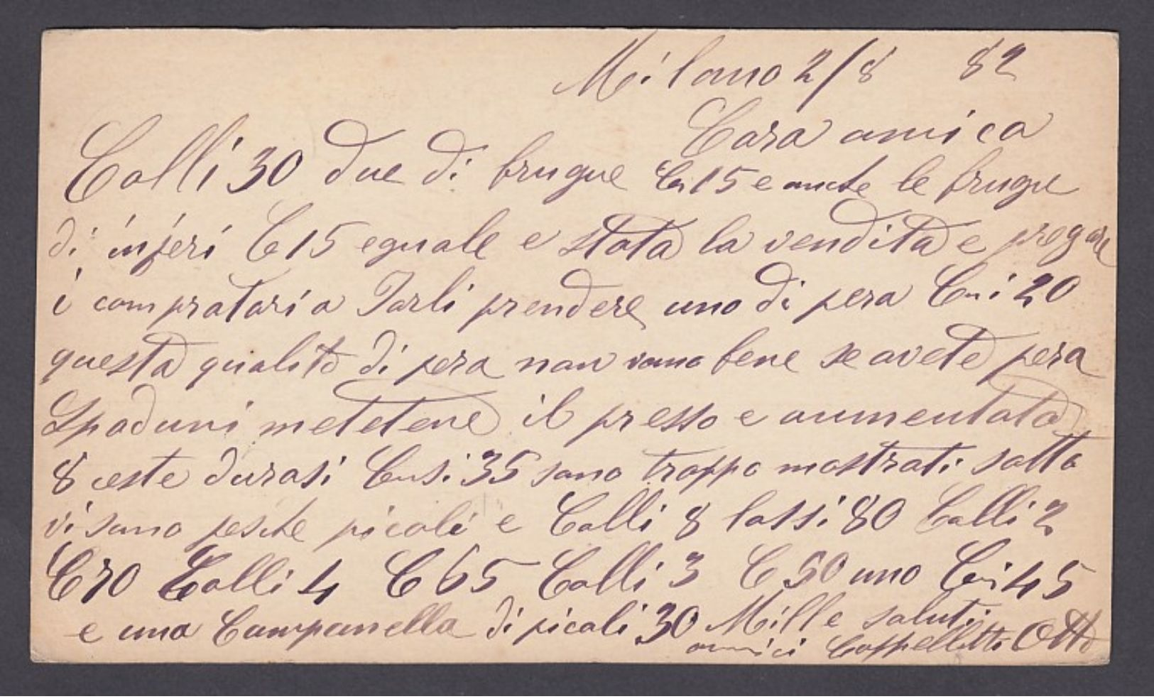 Italien - Postkarte - 1882 Mailand -> Florenz // Italia - Cartolina Postale - 1892 Milano -> Firenze - Ganzsachen