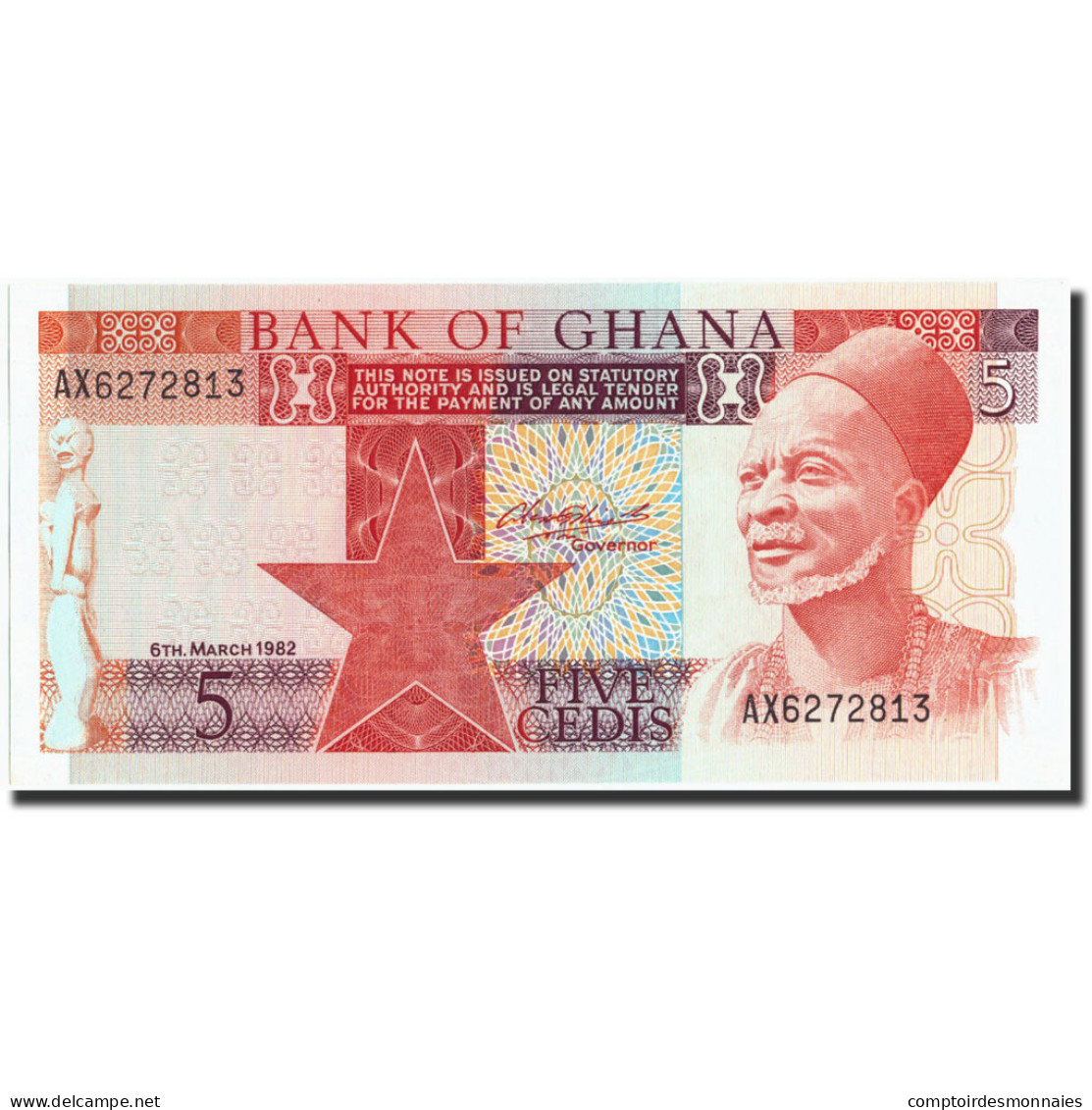 Billet, Ghana, 5 Cedis, 1982, 1982-03-06, KM:19c, NEUF - Ghana