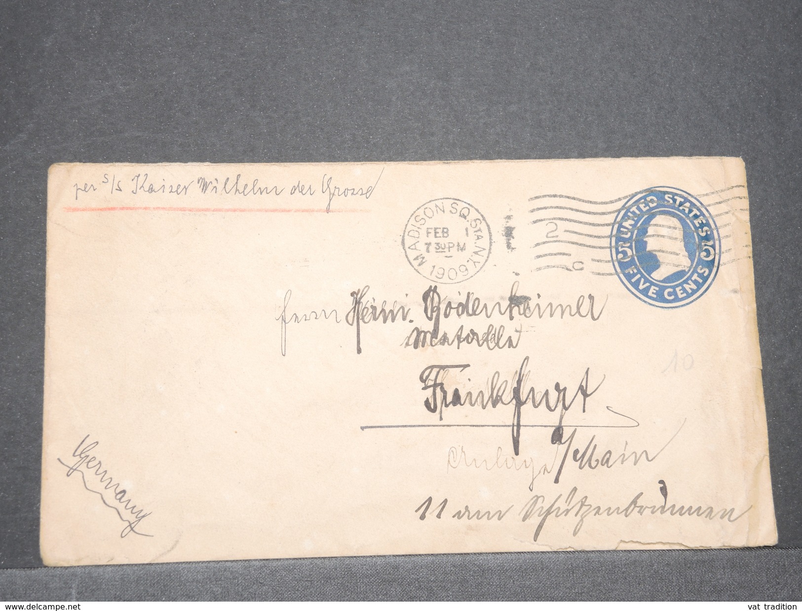 ETATS UNIS - Entier Postal De New York Pour Frankfurt En 1909 - L 8019 - 1901-20