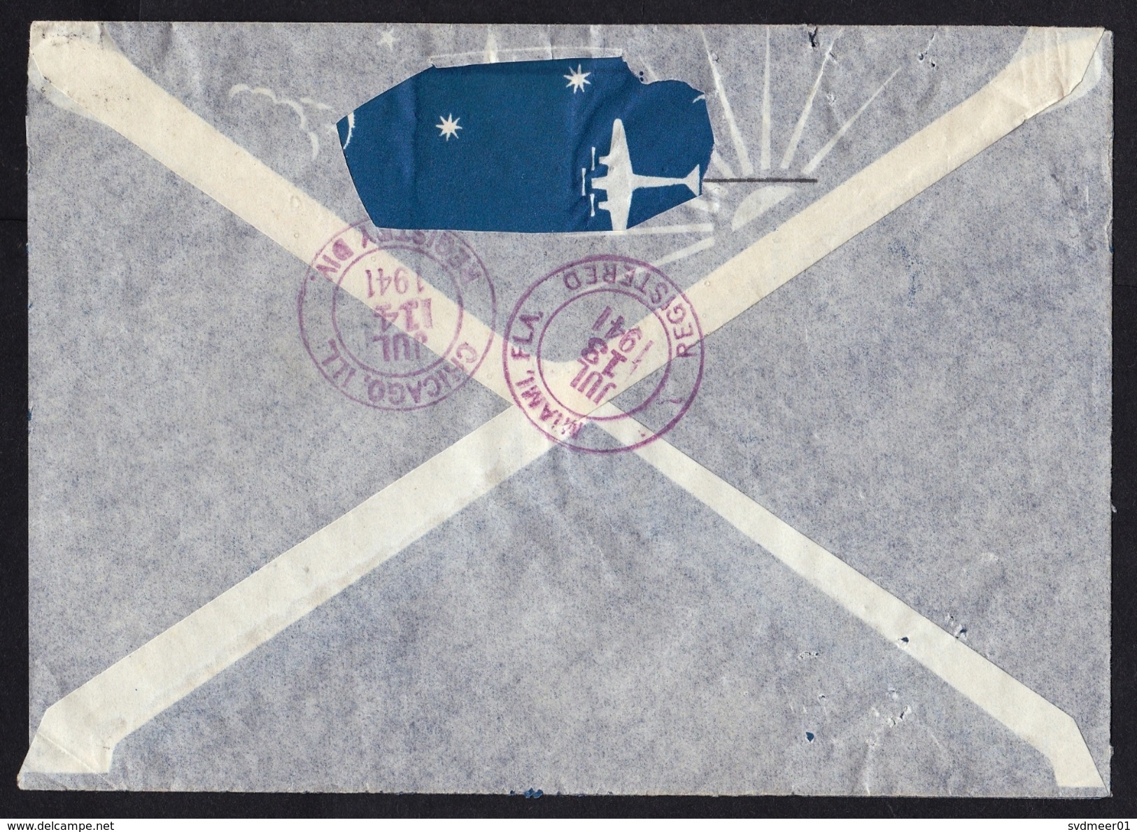 Curacao: Registered Airmail Cover To USA, 1941, 3 Stamps, Red Censor Marking, Censored, R-label (minor Damage, See Scan) - Curacao, Netherlands Antilles, Aruba