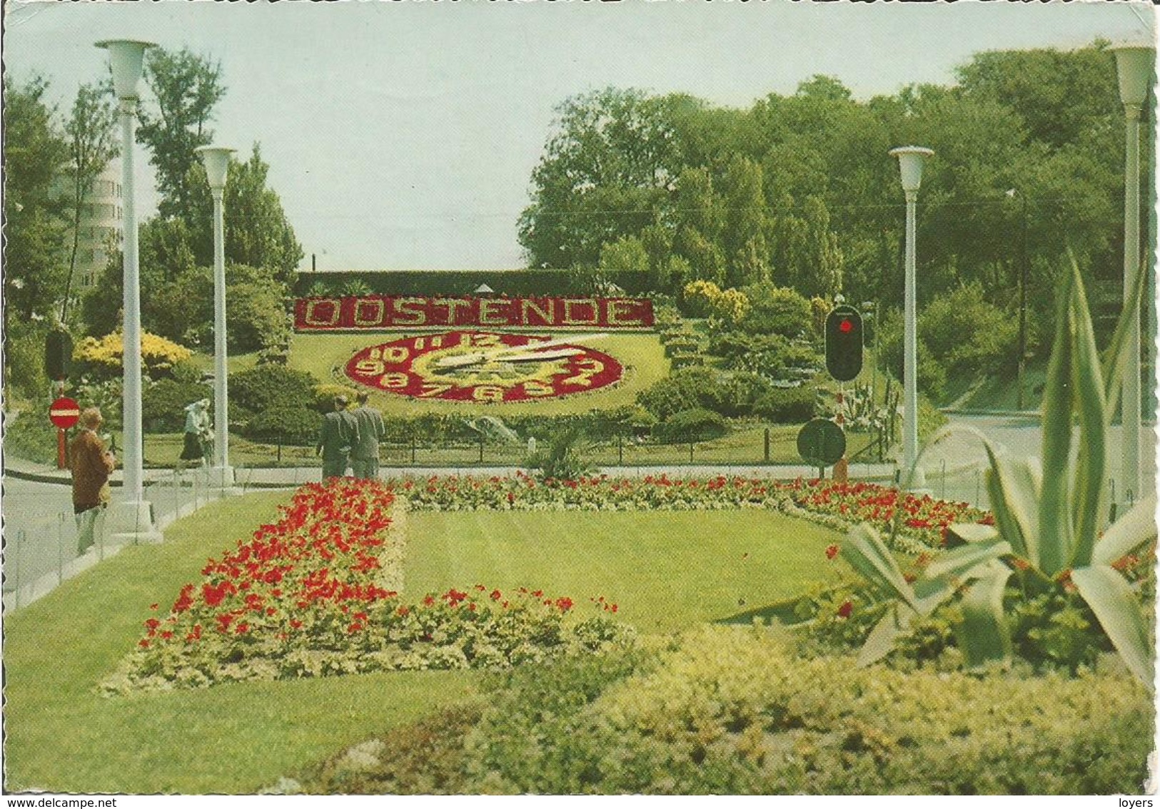 Groeten Uit Oostende (bloemen-uurwerk)  -  Bonjour D'Ostende (Horloge Fleurie).  (scan Verso) - Oostende