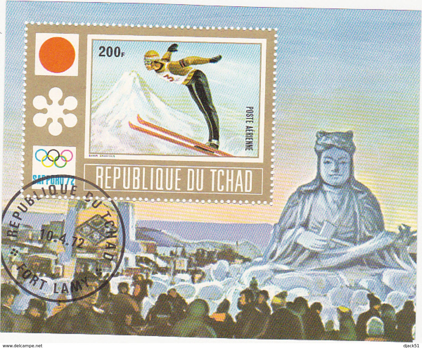 Jeux Olympiques - Hiver 1972 - Sapporo / REPUBLIQUE DU TCHAD 200 F. / Saut à Ski - Winter 1972: Sapporo