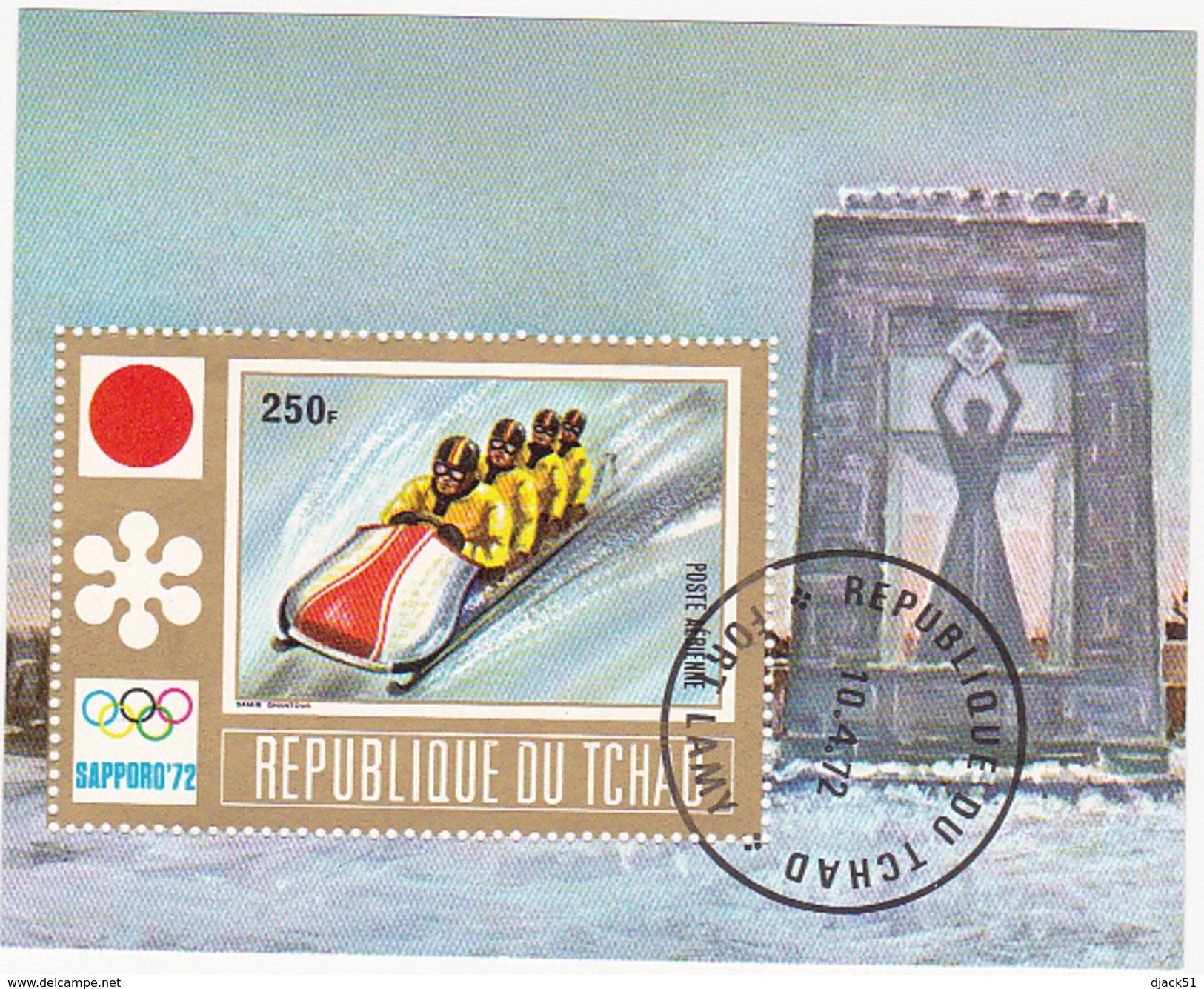 Jeux Olympiques - Hiver 1972 - Sapporo / REPUBLIQUE DU TCHAD 250 F. / Bobsleigh - Winter 1972: Sapporo