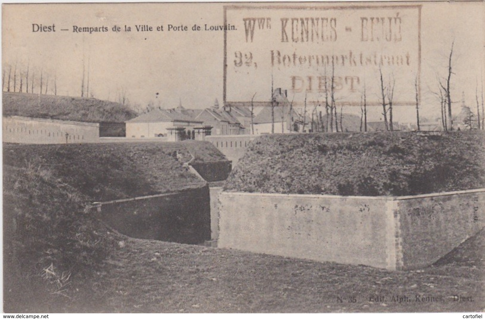 DIEST-REMPARTS+PORTE DE LOUVAIN-RECLAMEKAART-IN HET BOERINNEKE+EIGENDOMSTEMPEL-WWE KENNES-ZELDZAAM-ZIE 4 SCANS-TOP ! ! ! - Diest